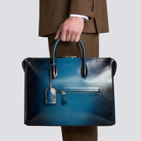 Blue leather laptop bag - Santoni - 2
