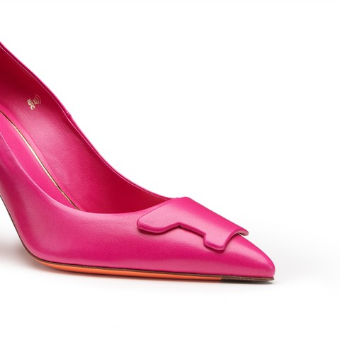 Women's pink leather high-heel Santoni Sibille pump - Santoni - 6