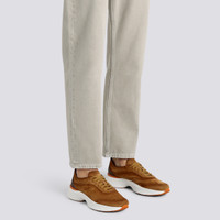 Men's light brown suede and leather Easy Bounce sneaker - Santoni - 2