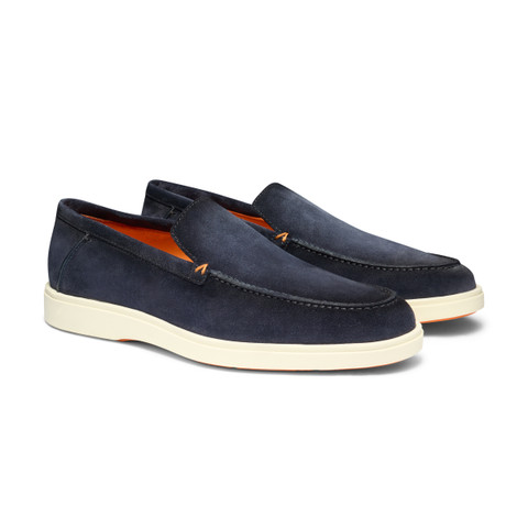 Men&rsquo;s blue suede loafer - Santoni - 3