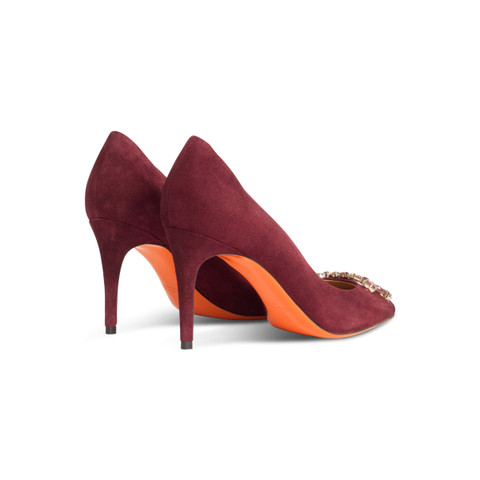 Women's burgundy suede high-heel Santoni Sibille pump - Santoni - 4