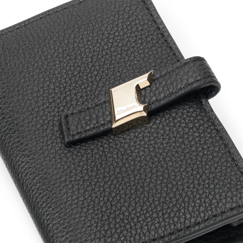 Black tumbled leather credit card holder - Santoni - 5