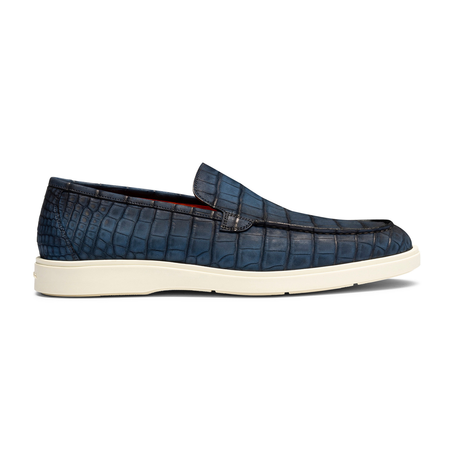 Santoni Mocassino da uomo in alligatore blu