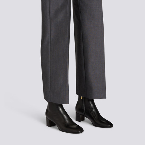 Women's black leather mid-heel ankle boot - Santoni - 3