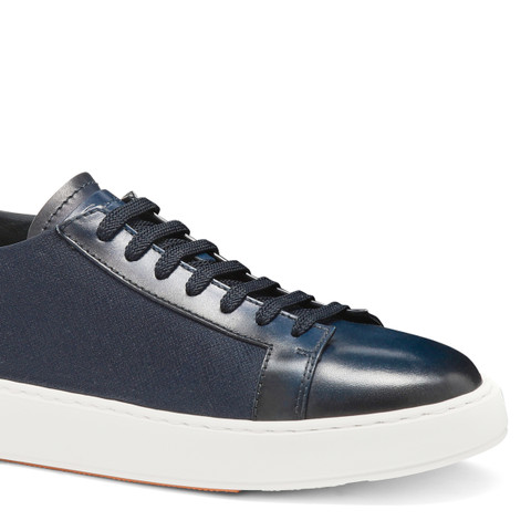 Men's blue leather and nylon sneaker - Santoni - 6