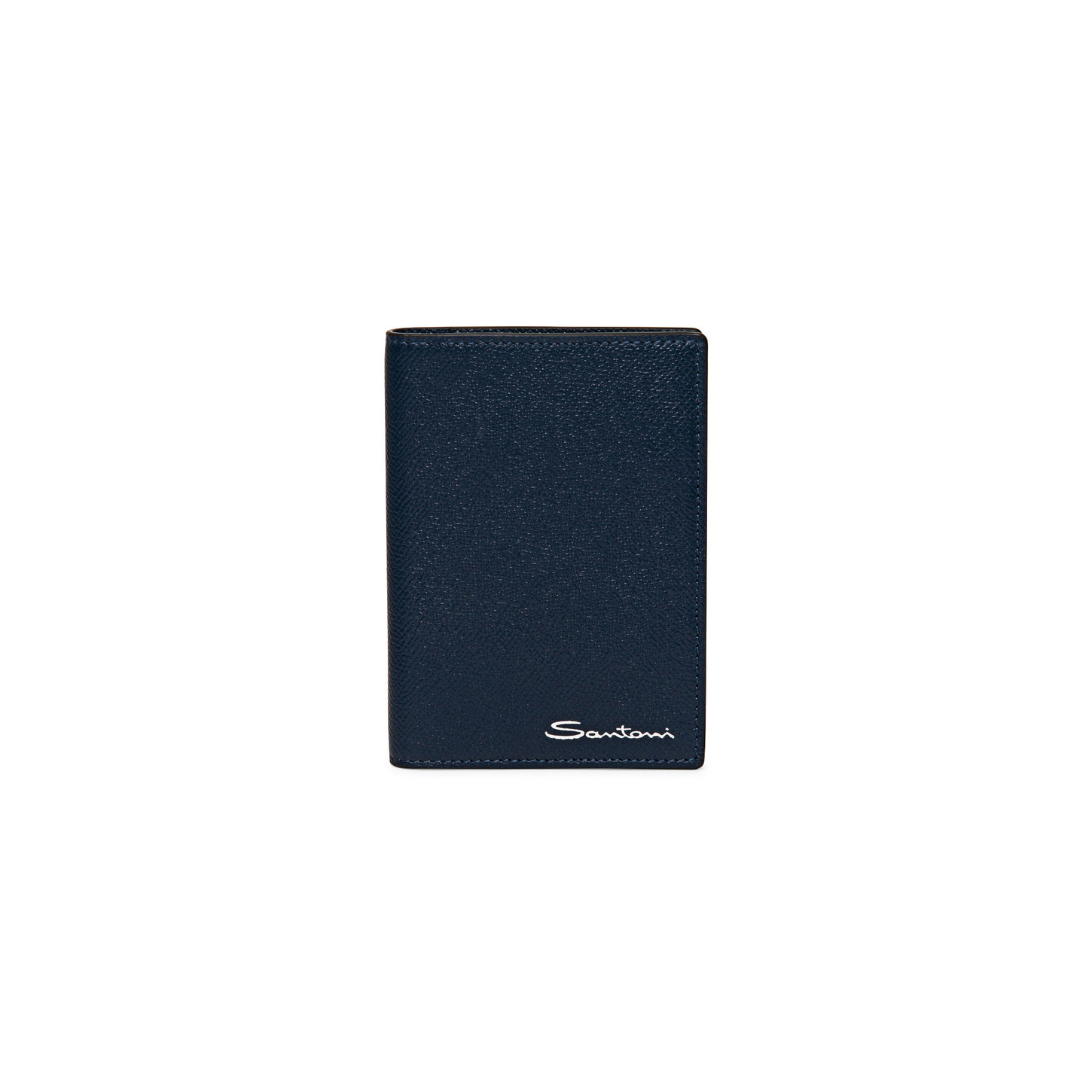 Santoni Custodia per passaporto in saffiano blu