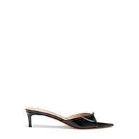 Women's black patent leather mid-heel sandal - Santoni - 1