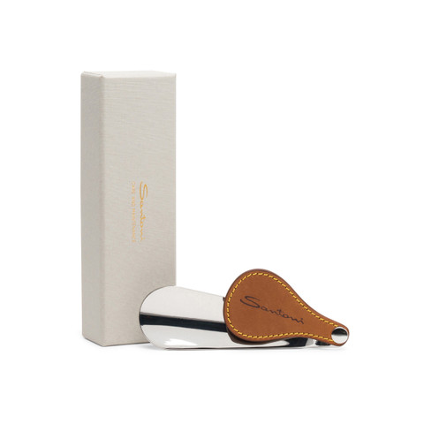Travel shoehorn with leather handle - Santoni - 1