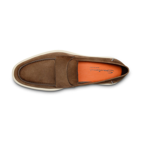 Men's brown suede penny loafer - Santoni - 5