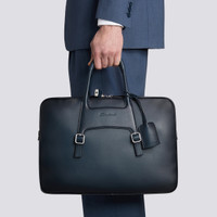 Blue leather laptop bag - Santoni - 2