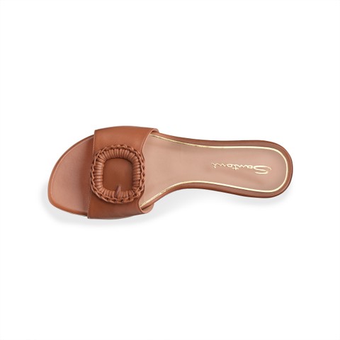 Women's brown leather slide sandal - Santoni - 5