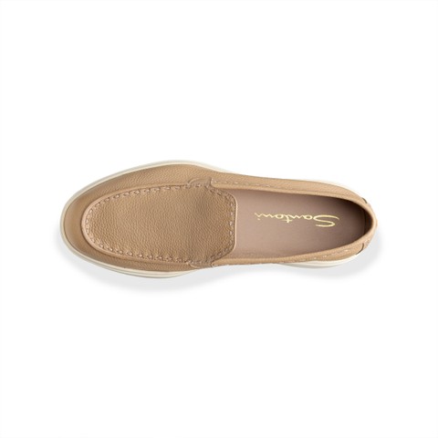 Women's beige leather loafer - Santoni - 5