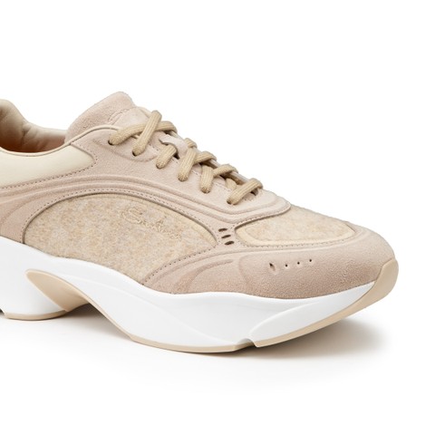 Women's dove grey suede sneaker - Santoni - 5
