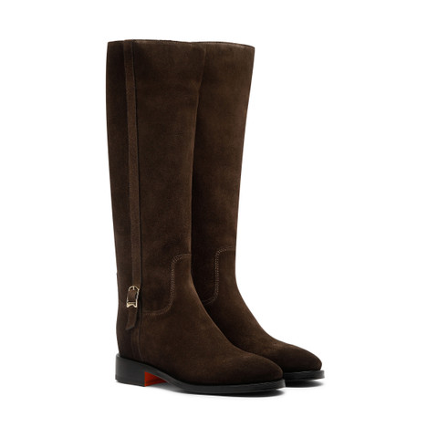 Women's dark brown suede boot - Santoni - 5