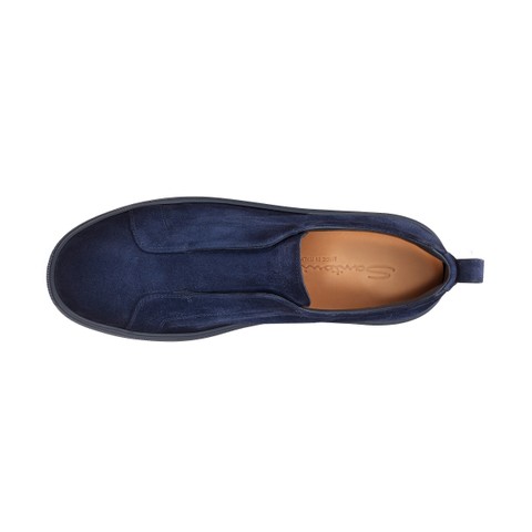 Men's blue suede slip-on sneaker - Santoni - 4