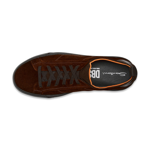 Dunkelbraune Slip-on-Sneakers für Herren aus Wildleder und Leder - Santoni - 4