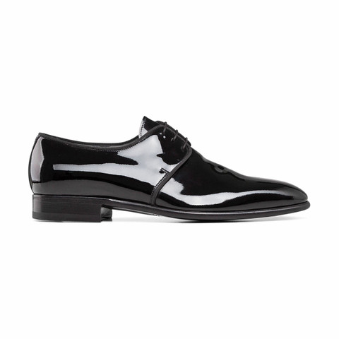 Men's black patent leather derby shoe - Santoni - 1