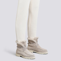 Women's beige suede ankle boot with fur - Santoni - 2