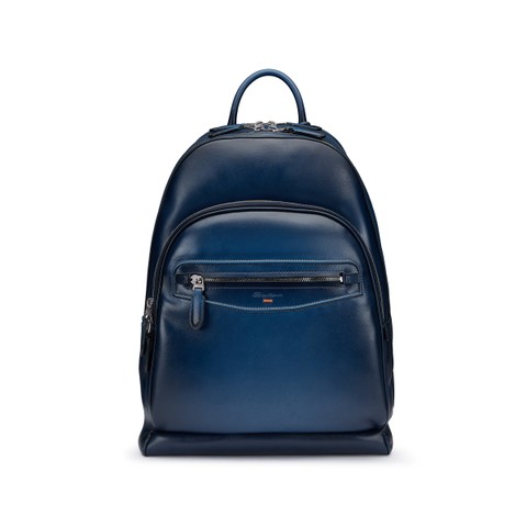 Sac &agrave; dos en cuir bleu - Santoni - 1
