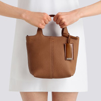 Hellbraune Handtasche aus getrommeltem Leder - Santoni - 2