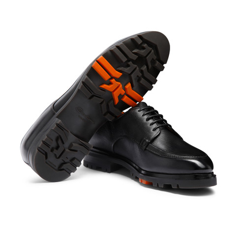 Men's black leather Derby shoe - Santoni - 4