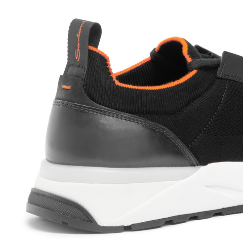 Men's black stretch knit sneaker - Santoni - 5