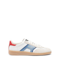 Women's white, blue and red leather and suede DBS Oly sneaker - Santoni - 1