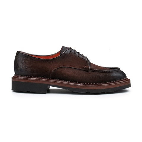 Men's dark brown suede Derby shoe - Santoni - 1