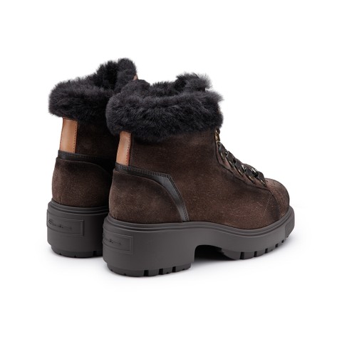 Women's dark brown suede hiking boot - Santoni - 3
