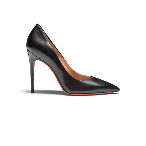 Women's black leather high-heel pump - Santoni - 1