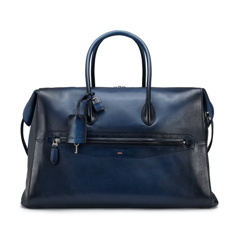 Borsa da viaggio in pelle blu - Santoni - 1