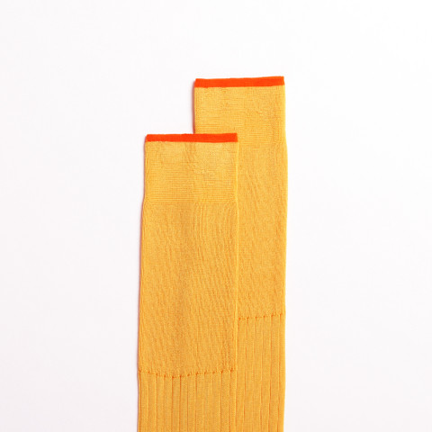 Yellow Filo di Scozia mercerised cotton high socks - Santoni - 3