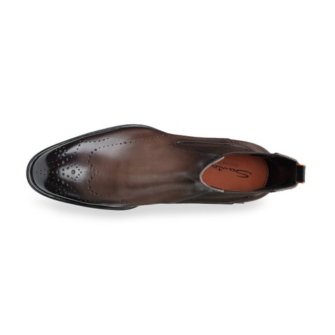 Men’s brown leather Chelsea brogue boot - Santoni - 4