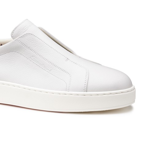 Men's white leather slip-on sneaker - Santoni - 4