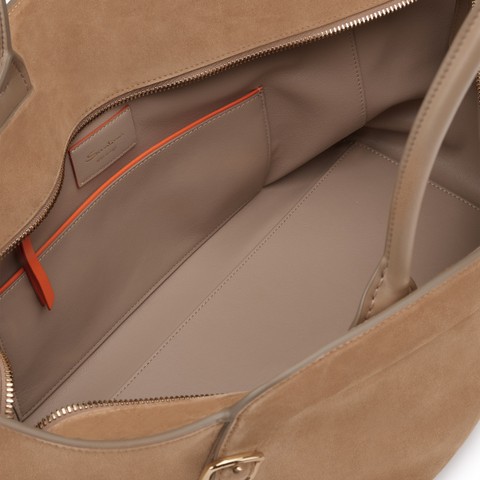 Borsa a spalla in suede beige - Santoni - 4