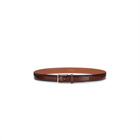Brown leather adjustable belt - Santoni - 3