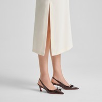 Women's dark brown patent leather mid-heel slingback - Santoni - 2