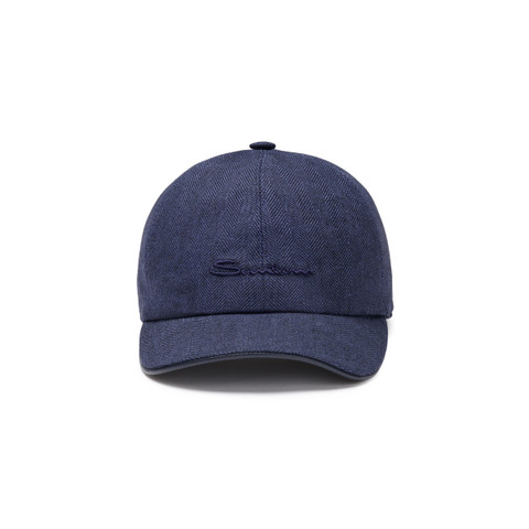 Men's blue fabric baseball cap - Santoni - 1