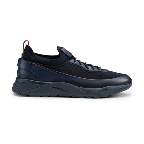 Men's blue leather sneaker - Santoni - 1