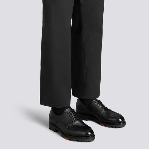 Men's black leather Derby shoe - Santoni - 2