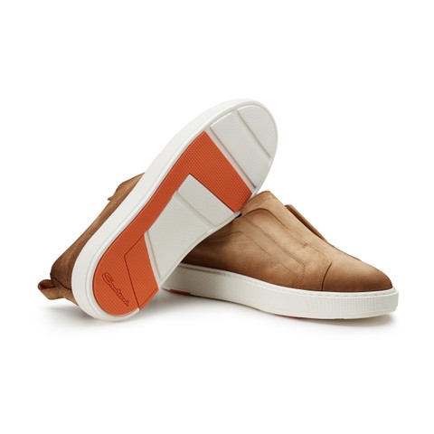 Men's beige suede slip-on sneaker - Santoni - 3