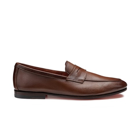 Men's brown tumbled leather Carlo penny loafer - Santoni - 1