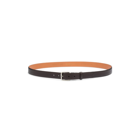 Dark brown tumbled leather adjustable belt - Santoni - 3