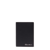 Black tumbled leather passport case - Santoni - 1