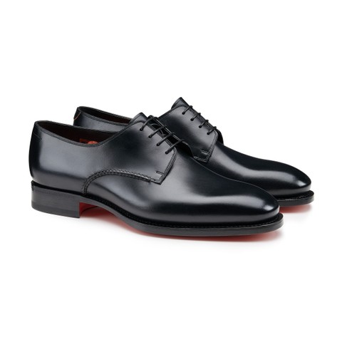 Men's black leather Derby shoe - Santoni - 2