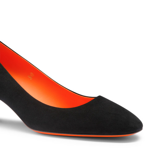 Women's black suede low-heel pump - Santoni - 6