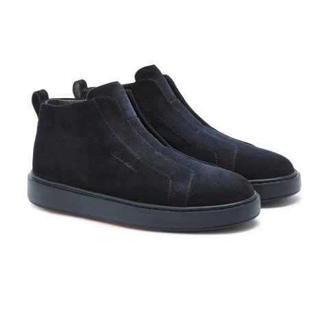 Blaue Slip-on-Sneakers für Herren aus Wildleder - Santoni - 2
