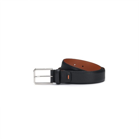 Black tumbled leather adjustable belt - Santoni - 1