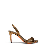 Women's gold leather mid-heel sandal - Santoni - 1