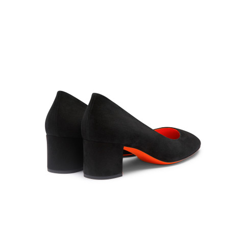 Women's black suede low-heel pump - Santoni - 4